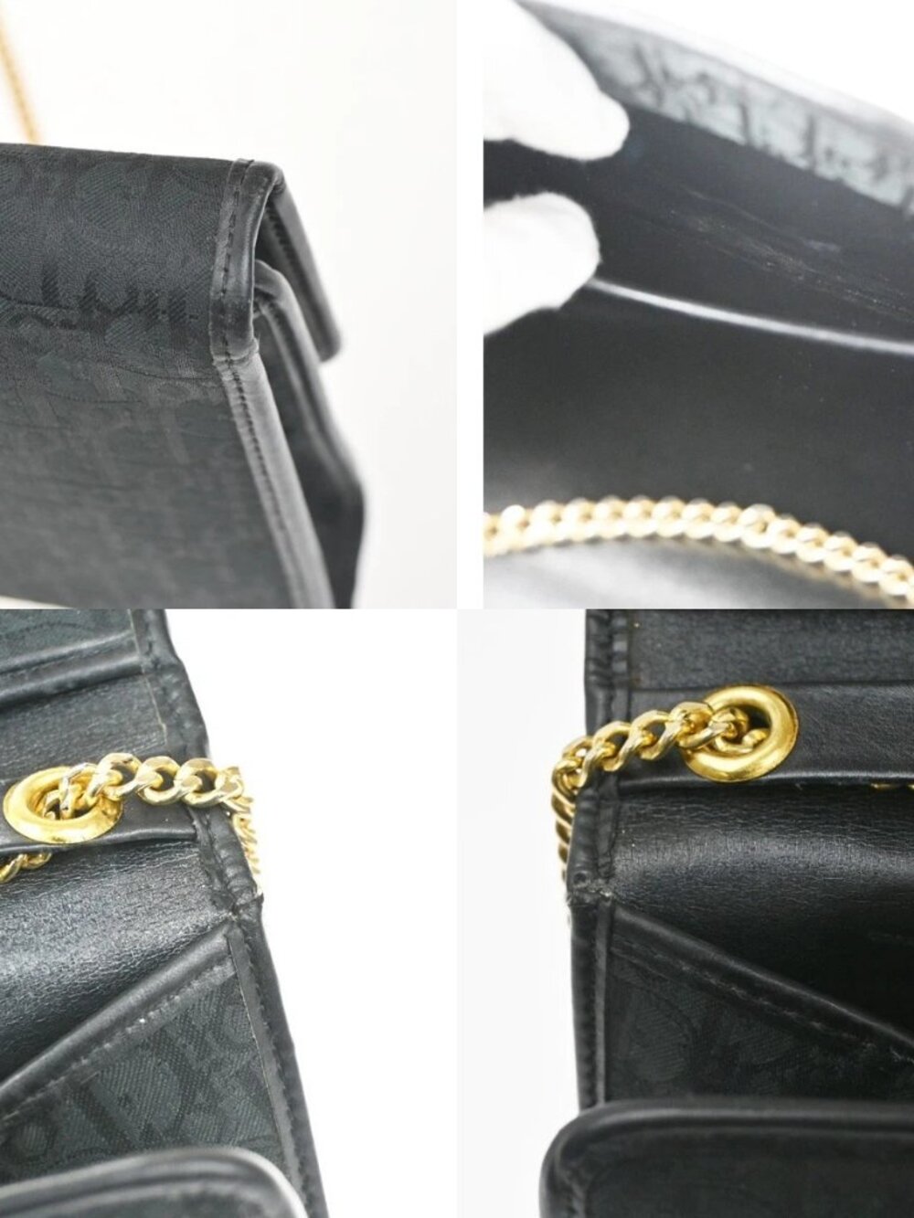 CHRISTIAN DIOR Trotter Pattern 2way Clutch Hand Bag Canvas Leather Black 38KC787 - Picture 12 of 15